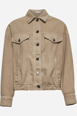 Brunello Cucinelli Giubbino in cover beige con monile