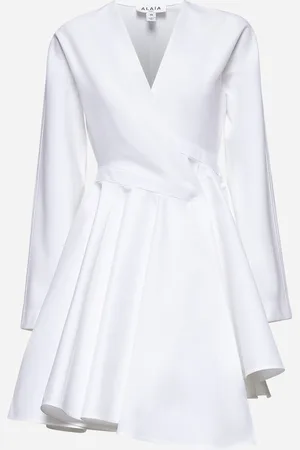 Alaïa Miniabito in popeline di cotone bianco