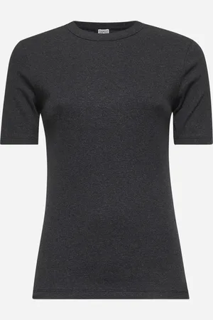 Totême T-shirt Classic in jersey a costine grigio