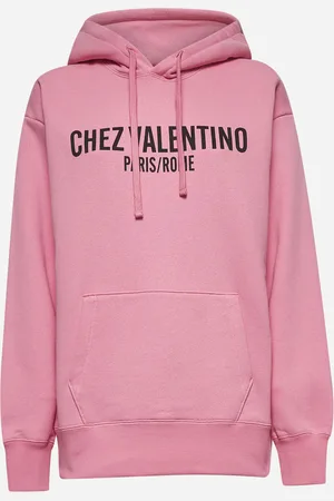 VALENTINO Felpa con cappuccio rosa con stampa Chez