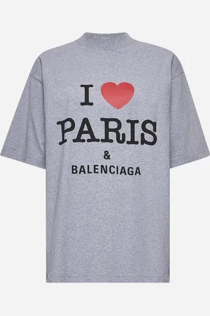 Balenciaga T-shirt I Love Paris & medium fit grigia