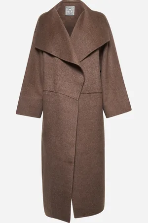 Totême Cappotto Signature in lana e cashmere marrone
