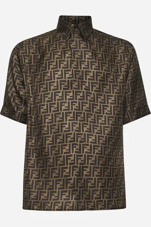 Fendi Camicia in seta FF marrone