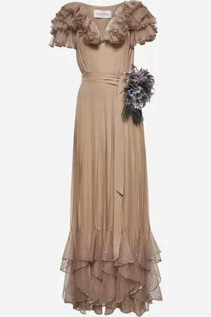 VALENTINO Abito lungo in georgette di seta nude