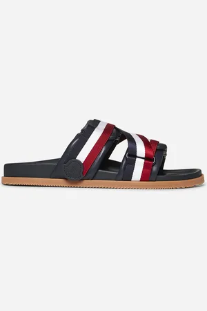 Moncler Slide Mon Summer in pelle blu