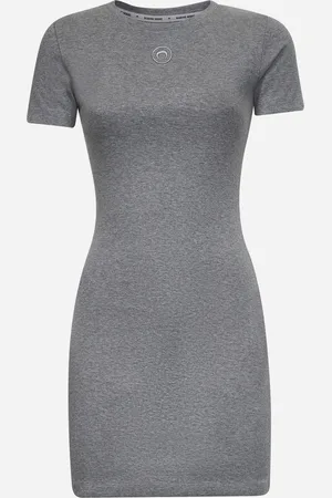 Marine Serre Miniabito Moon Logo in jersey a costine grigio