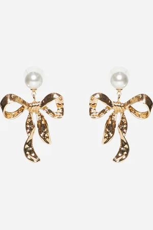 Self-Portrait Orecchini a fiocco in ottone oro con perla