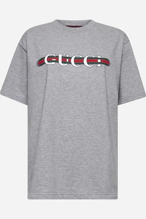 Gucci T-shirt in jersey di cotone stampato grigio