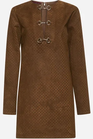 Gucci Miniabito in pelle scamosciata GG marrone