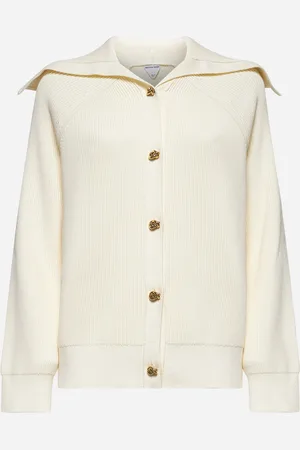 Bottega Veneta Cardigan in maglia a coste avorio