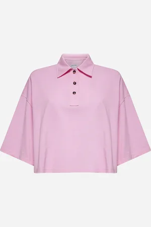 Bottega Veneta Polo crop in cotone piqué leggero rosa