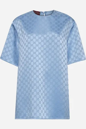 Gucci Top in raso GG azzurro