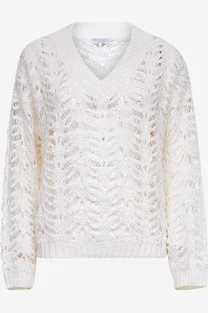 Brunello Cucinelli Maglia Foliage Lace avorio