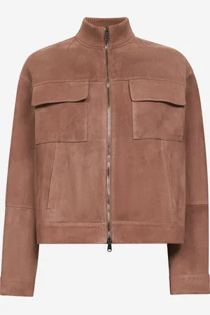 Brunello Cucinelli Giubbino in camoscio Couture marrone con monile