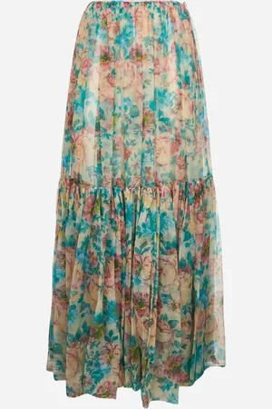 Chloé Gonna maxi in mussola di seta stampata beige