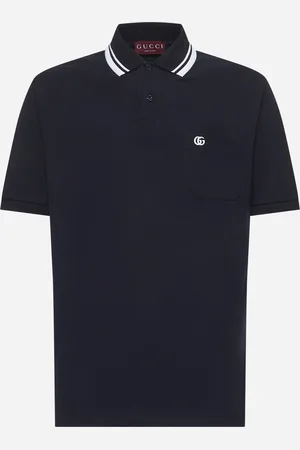 Gucci Polo ricamata in cotone stretch blu
