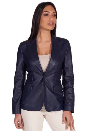 D'Arienzo Donna Giacche di pelle - Giacca Blazer In Pelle Un Bottone Nappa Effetto Liscio