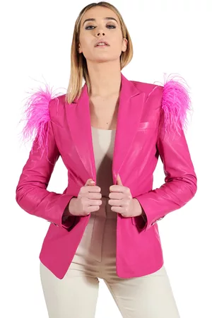 D'Arienzo Giacca Blazer In Pelle Naturale Con Piume