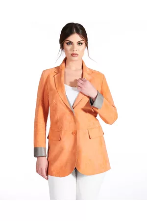 D'Arienzo Giacca Blazer In Pelle Scamosciata Colore Arancione