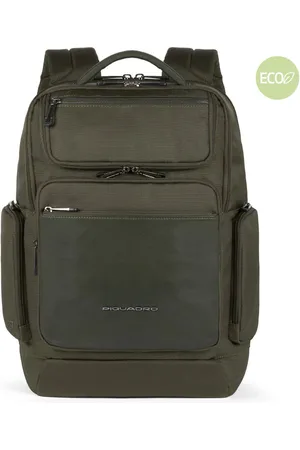 Piquadro Zaino Fast-Check In Pelle E Tessuto Verde Oliva CA5317S115/VE
