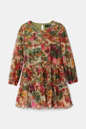 Desigual Donna Vestiti a trapezio - Vestito balze camoflower