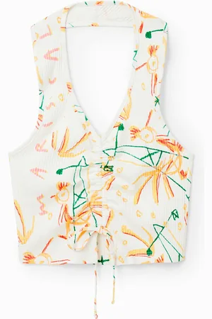 Desigual Top corto arricciato
