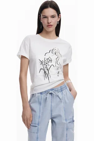 Desigual T-shirt floreale silhouette femminile
