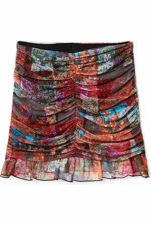 Desigual Minigonna drappeggiata con patch floreali