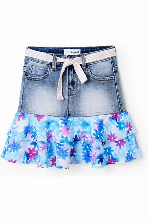 Desigual Minigonna denim balze fiori
