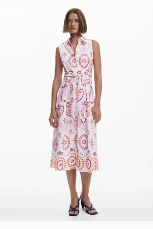 Desigual Printed midi dress with bow