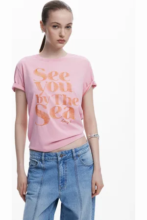 Desigual Maglietta rosa con messaggio