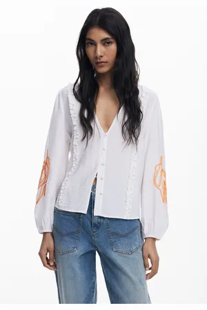 Desigual Blusa a palloncino con foglie
