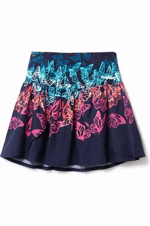 Desigual Minigonna svasata in tulle con farfalle multicolore