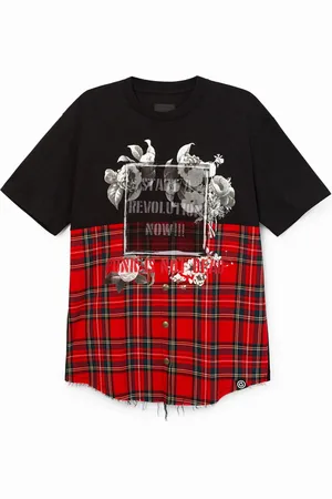 Desigual Maglietta oversize tartan