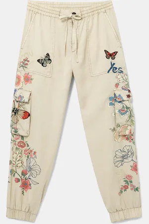 Desigual Pantaloni jogger cargo floreali