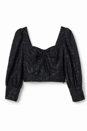 Desigual Blusa corta corsetto brillantini