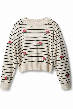 Desigual Maglione riga marinara e fiori