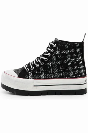 Desigual Sneakers alte con plateau e tartan