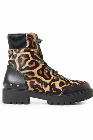Desigual Stivali in pelle con stampa animalier