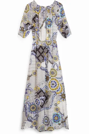 Desigual Vestito lungo svasato geometrico e floreale
