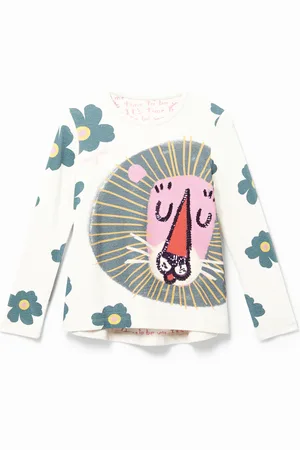 Desigual Maglietta fondo asimmetrico disegno naÃ¯f