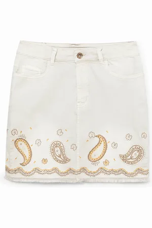 Desigual Gonna corta di jeans paisley