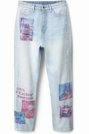 Desigual Jeans dritti con toppe cropped