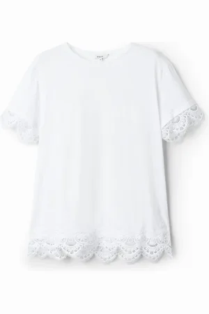 Desigual Maglietta con disegno floreale e pizzo