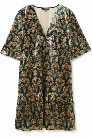Desigual Vestito stampa floreale dorata