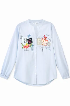 Desigual Camicia millerighe patch lettering