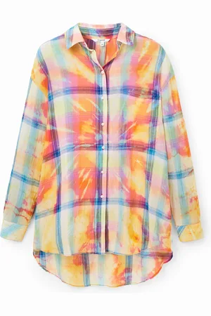 Desigual Camicia oversize quadri tie-dye