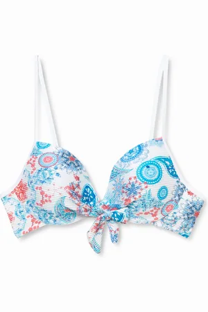 Desigual Top bikini stampato plissettato