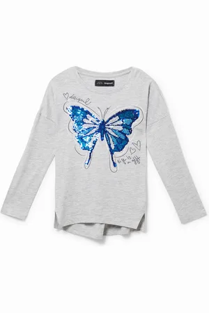 Desigual Maglietta farfalla paillettes reversibili