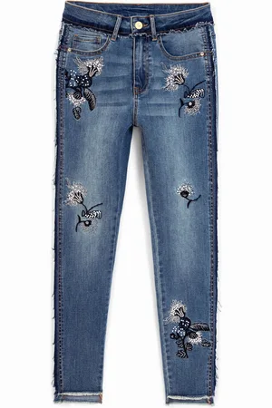 Desigual Jeans skinny fiori ricamati